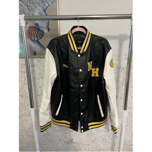 MAC N.Hale High School Black/White Varsity Letterman Leather Bomber Jacket
